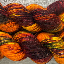 Load image into Gallery viewer, Inner Fire, merino mermaid sparkle sock yarn