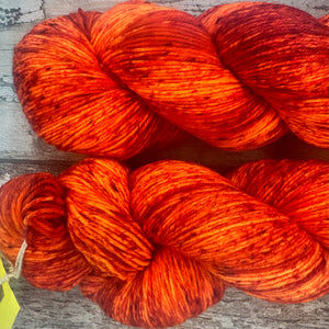 Blood Orange, merino nylon sock yarn