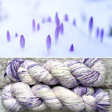 Load image into Gallery viewer, Crocuses in the Snow Mermaid Sparkle DK, merino nylon yarn