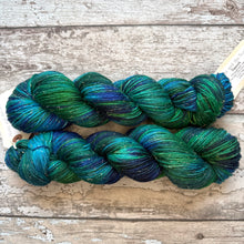 Load image into Gallery viewer, Peacock DK, merino mermaid sparkle yarn