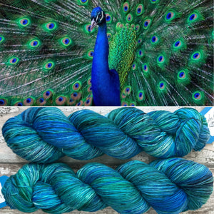 Speckled Peacock, merino nylon sock yarn