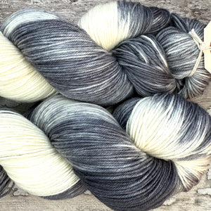 Grey Tuxedo Cat, merino nylon sock yarn