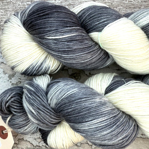 Grey Tuxedo Cat, merino nylon sock yarn