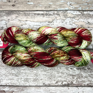 Poinsettia, merino nylon sock yarn