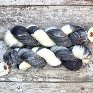 Grey Tuxedo Cat, merino nylon sock yarn