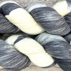 Grey Tuxedo Cat, merino nylon sock yarn