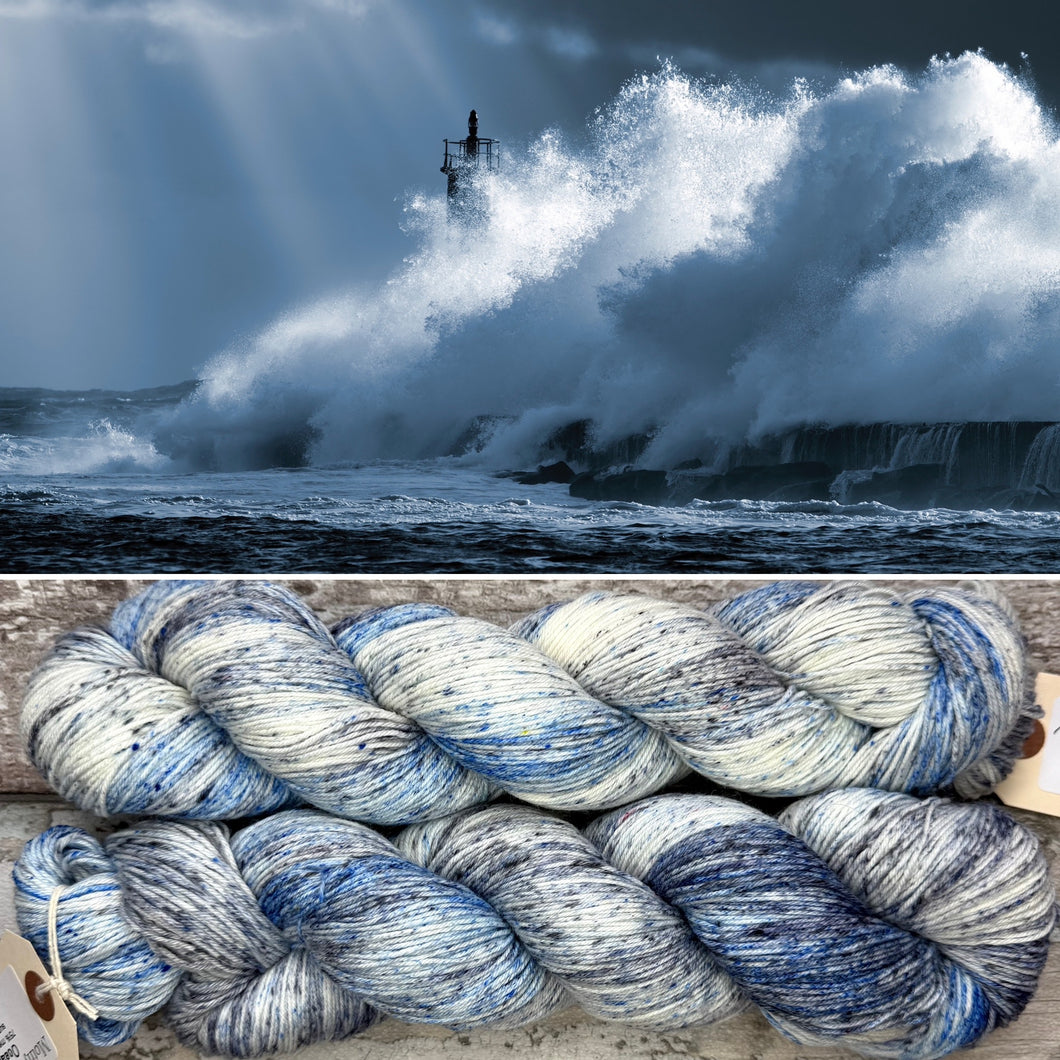 Ocean Storm, merino nylon sock yarn