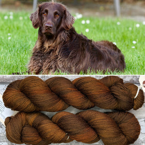 Pointer (Brown) Dog, merino nylon sock yarn