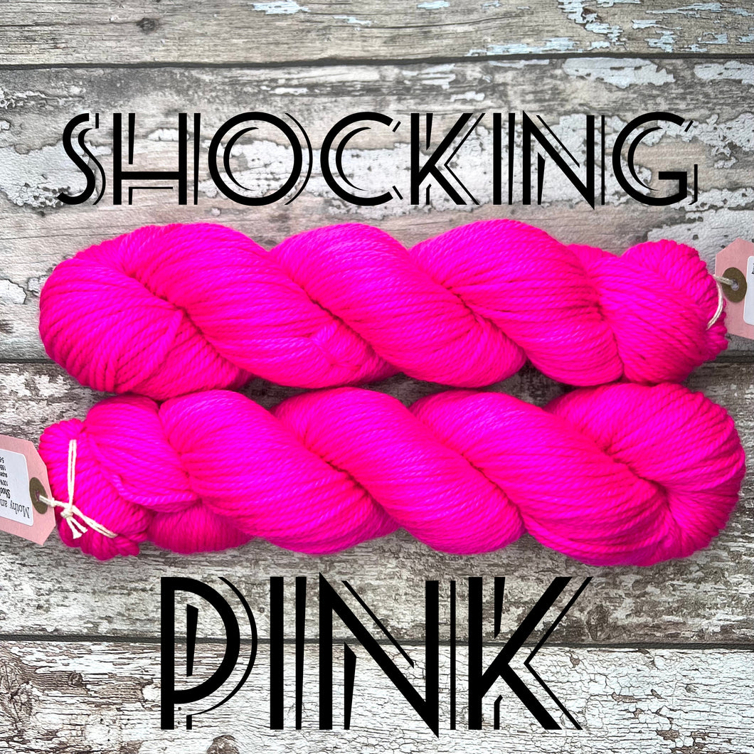 Shocking Pink Aran, superwash merino yarn