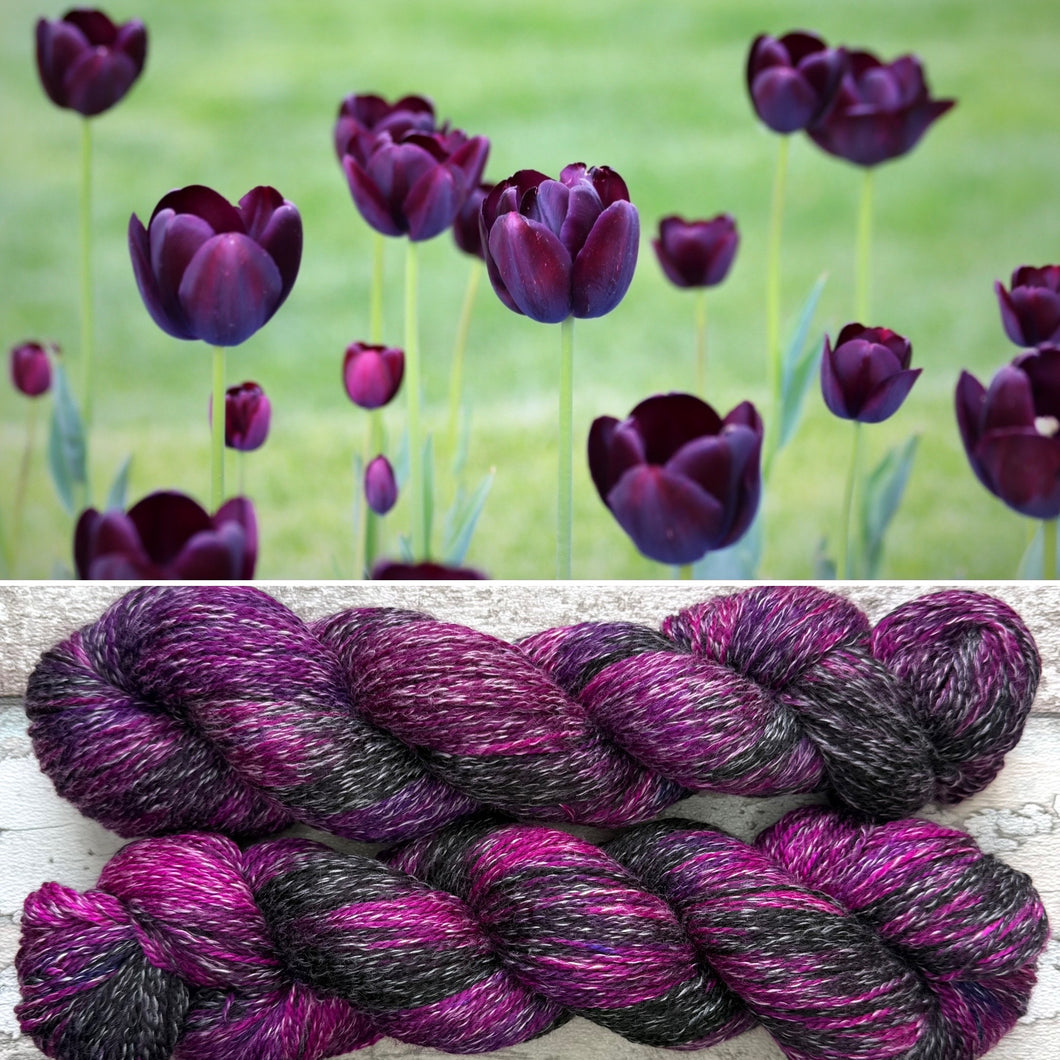 Black Tulip, merino pima cotton 4ply yarn