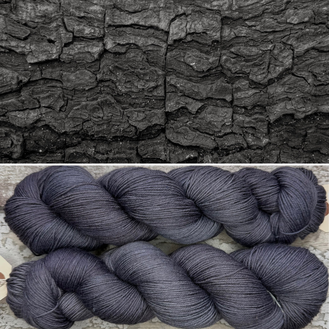 Charcoal, indie dyed merino nylon sock yarn