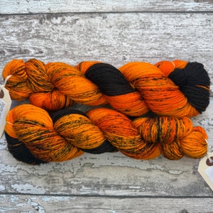 Orange Variatus Platy Fish, merino nylon sock yarn