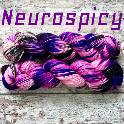 Neurospicy, merino nylon sock yarn