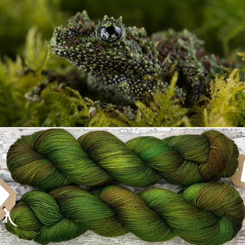 Mossy Frog, merino nylon sock yarn