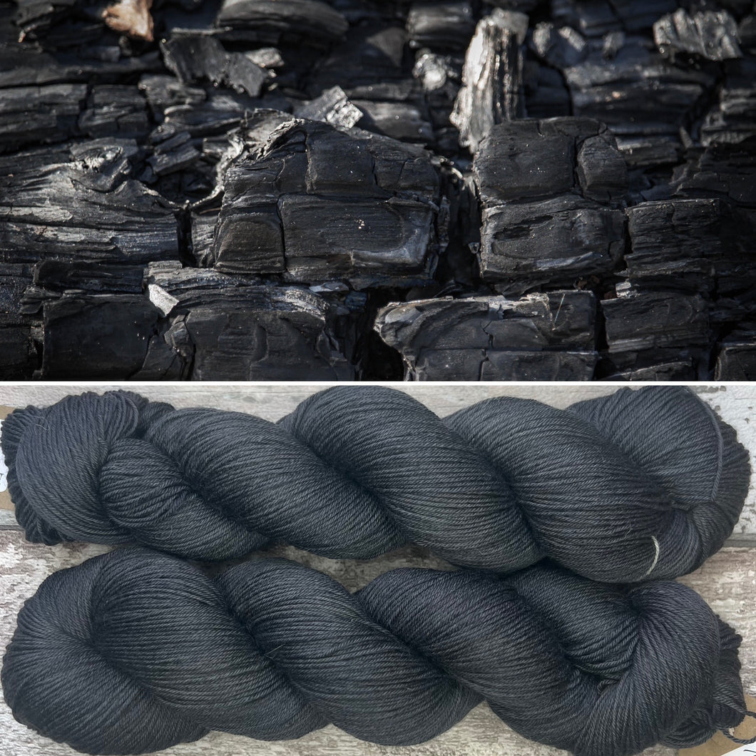 Charcoal, indie dyed merino nylon sock yarn