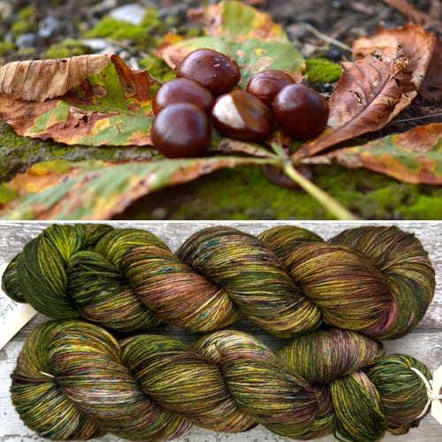 Speckled Horse Chestnut, merino nylon sock yarn