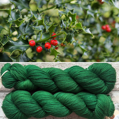 Christmas Green, merino nylon sock yarn