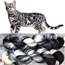 Load image into Gallery viewer, Silver Bengal Cat, merino nylon sock yarn