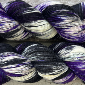 Violet Backed Starling, merino nylon sock yarn
