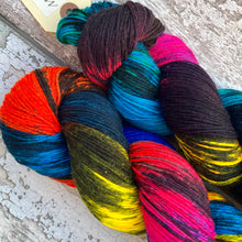 Load image into Gallery viewer, Sacrilegious &amp; Exclusionary DK, rainbow merino nylon sock yarn