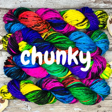 Load image into Gallery viewer, Sacrilegious &amp; Exclusionary Super Chunky, rainbow merino yarn