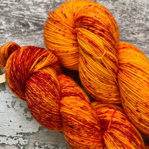 Orange Sorbet, merino nylon sock yarn