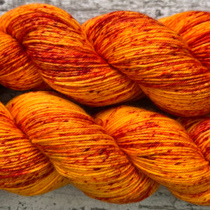 Orange Sorbet, merino nylon sock yarn
