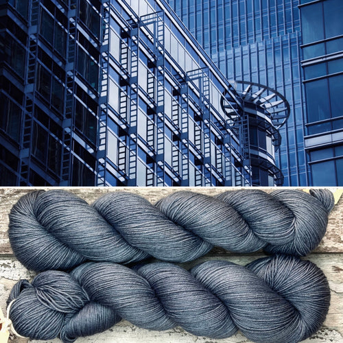 Steel, grey merino nylon sock yarn