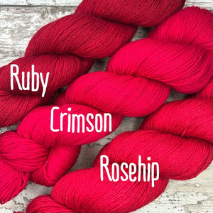 Crimson Rose, merino nylon sock yarn