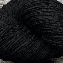 Load image into Gallery viewer, Midnight Black, indie dyed merino nylon sock yarn