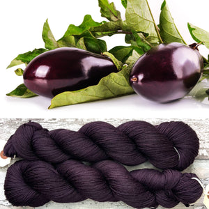 Aubergine, merino nylon sock yarn