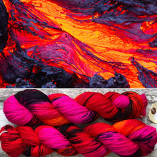 Load image into Gallery viewer, My Life is Lava DK, UV reactive merino nylon yarn