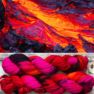 My Life is Lava DK, UV reactive merino nylon yarn